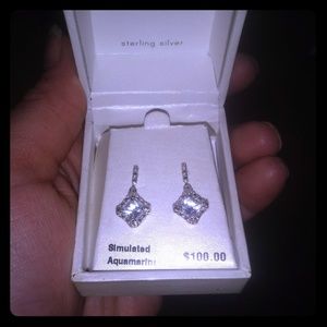 Genuine diamond sterling silver earrings